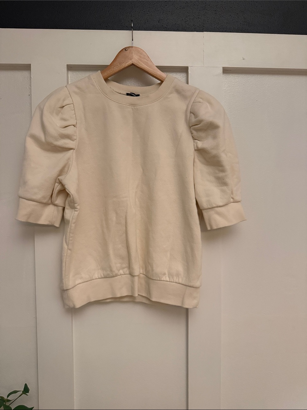 Cream Puff-Sleeve Sweatshirt